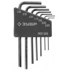 ЗУБР 7 шт., Cr-V, ключи имбусовые мини 27475-H7