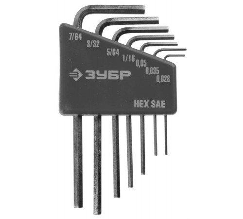ЗУБР 7 шт., Cr-V, ключи имбусовые мини 27475-H7