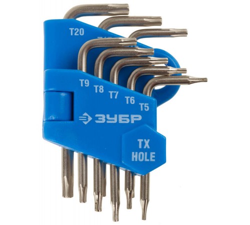 27477-Н8 Набор ключей имбусовых ЗУБР ЭКСПЕРТ МИНИ для точных работ, Cr-V, TORX Т5-Т20, 8 шт,