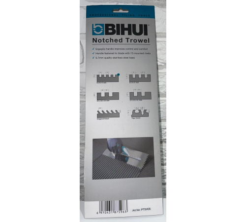 PTSH06 Металлический зубчатый шпатель BIHUI 320х120 6мм
