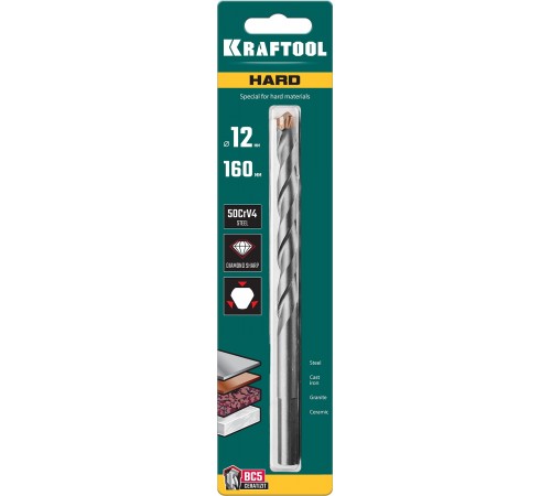 29177-160-12 Сверло по твердым материалам KRAFTOOL HARD 12х160 мм