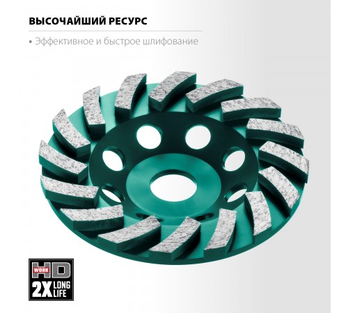 33368-125 Чашка алмазная KRAFTOOL TURBO сегментная 125мм INDUSTRIAL