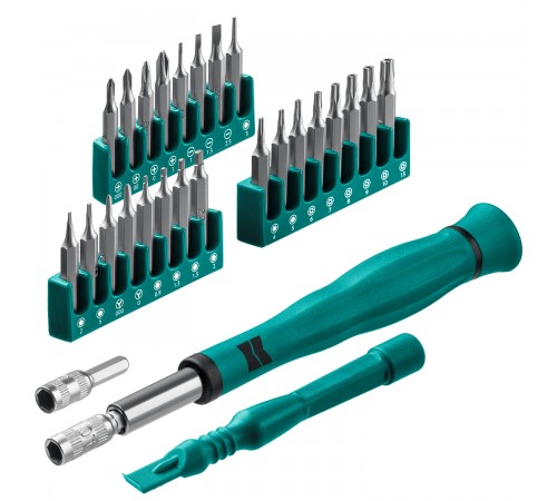25677 Отвертка KRAFTOOL Precision-28 для точных работ со сменными битами 28 предметов