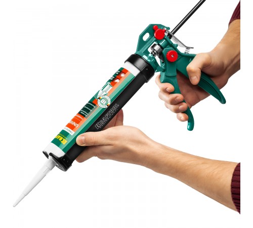 Пистолет для герметика KRAFTOOL EXPERT, 310 мл, скелетный, поворотный, 4в1 06675