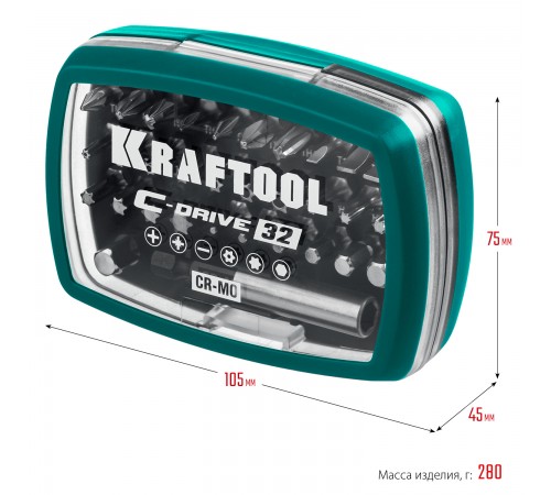 26067-H32 Набор бит KRAFTOOL C-Drive 32 многофункциональные 32шт.
