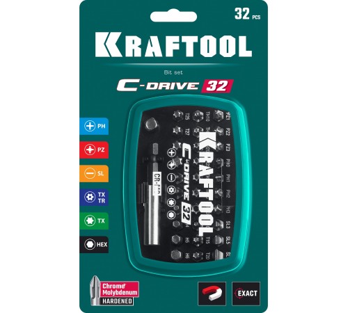 26067-H32 Набор бит KRAFTOOL C-Drive 32 многофункциональные 32шт.