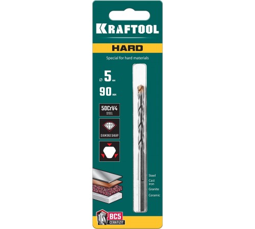 29177-090-5 Сверло по твердым материалам KRAFTOOL HARD 5х90 мм