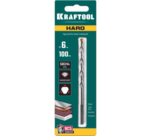 29177-100-6 Сверло по твердым материалам KRAFTOOL HARD 6х100 мм