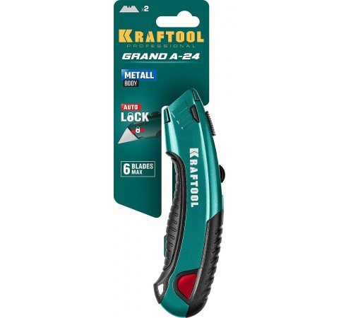 09241_z02 Нож универсальный KRAFTOOL, с автостопом, 2 лезвия