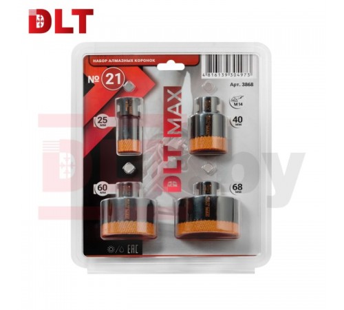 3868 Набор алмазных коронок для плитки DLT MAX №21 (25/40/60/68мм)