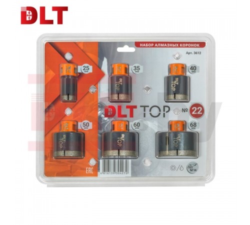 3612 Набор алмазных коронок для плитки DLT TOP №22