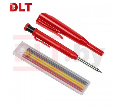 2430 Набор: строительный карандаш DLT + 6 сменных стержней, (КРАСНЫЙ)