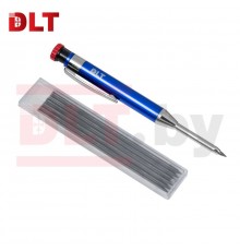 2428 Набор: строительный карандаш DLT (металлический корпус) + 6 сменных стержней, (СИНИЙ)