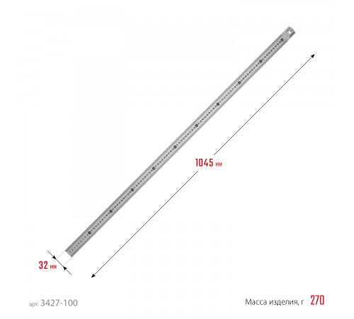 STAYER  длина 1.0 м, нержавеющая линейка, Professional (3427-100_z02)