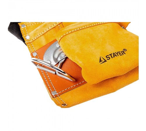 38512 Пояс STAYER MASTER для инструментов, кожаный, 10 карманов, 3 подвески