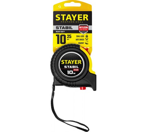 34131-10_z02 Рулетка STAYER STABIL 10м/25мм в ударостойком корпусе с двумя фиксаторами