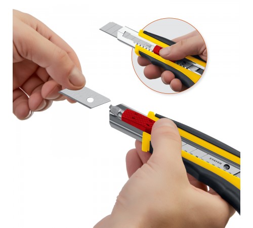 09165_z01 Нож STAYER HERCULES-18, 3 сегмент. лезвия 18мм, с авозаменой и автостопом