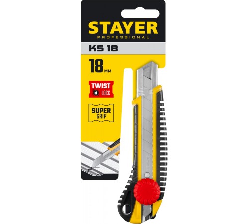 09161_z01 Нож STAYER KS-18 с винтовым фиксатором, лезвия 18 мм