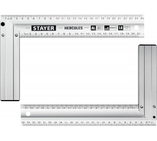 3432-25 Угольник STAYER HERCULES жесткий столярный с усиленным алюминиевым полотном 250мм