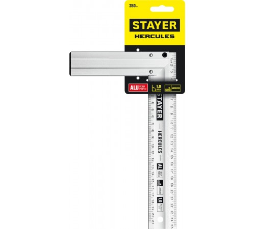 3432-25 Угольник STAYER HERCULES жесткий столярный с усиленным алюминиевым полотном 250мм