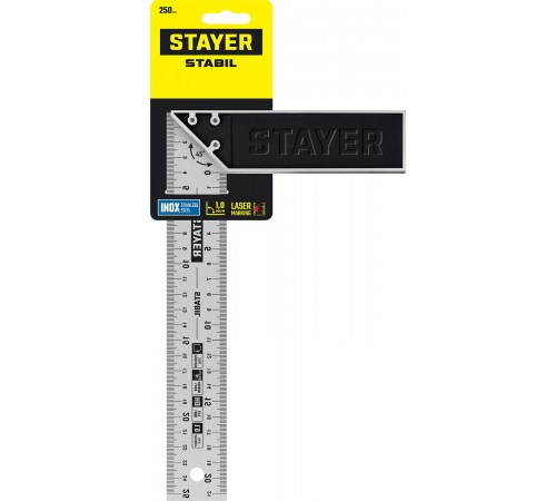 STAYER 250 мм, столярный угольник с нержавеющим полотном STABIL 3431-25_z02