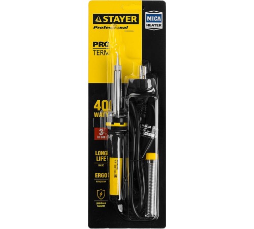 55300-40 Паяльник STAYER PROFESSIONAL PROTerm c с двухкомпонентной рукояткой, 40Вт