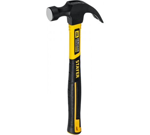 2026-450_z02 Молоток-гвоздодер столярный с фибергас.рукояткой STAYER Hercules 450 г
