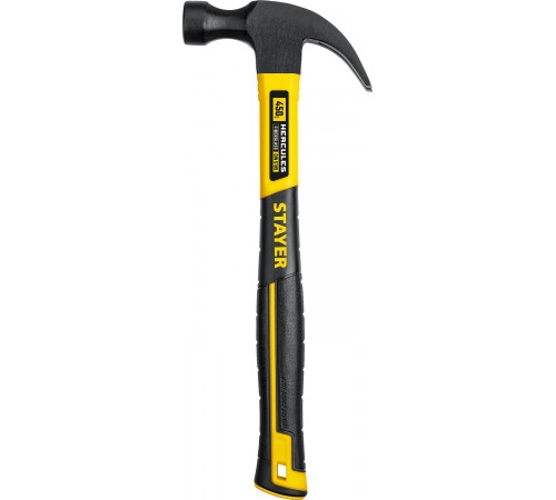 2026-450_z02 Молоток-гвоздодер столярный с фибергас.рукояткой STAYER Hercules 450 г