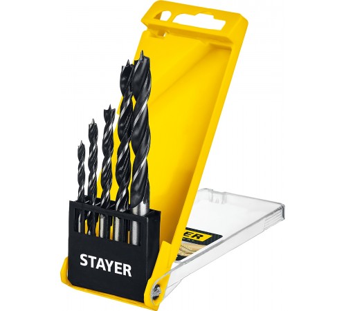 2942-H5_z02 Набор спиральных сверл по дереву STAYER "M-type" 5шт. (4-5-6-8-10мм),