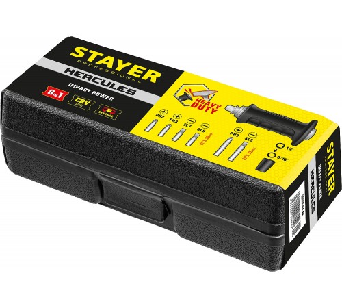 Отвертка ударно-поворотная STAYER Hercules, 8 предметов 25663-H4_z01
