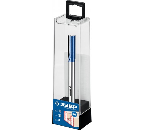 ЗУБР 10 x 30 мм, хвостовик 8 мм, фреза пазовая прямая с нижними подрезателями 28755-10-30 Профессионал