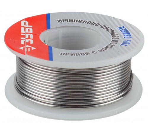 55422-100 Припой ЗУБР оловянно-свинцовый, 30% Sn / 70% Pb. 100 гр