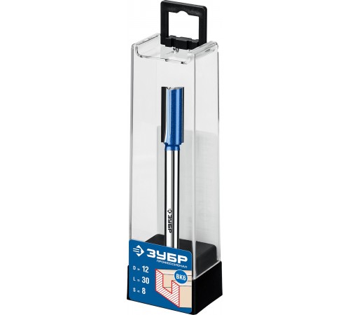 ЗУБР 12 x 30 мм, хвостовик 8 мм, фреза пазовая прямая с нижними подрезателями 28755-12-30 Профессионал