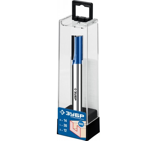 ЗУБР 14 x 30 мм, хвостовик 12 мм, фреза пазовая прямая с нижними подрезателями 28755-14-30 Профессионал