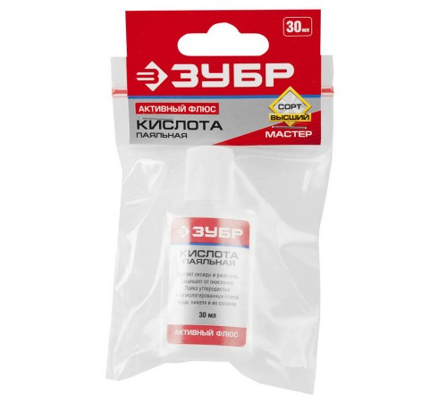 55491-030 Флюс ЗУБР паяльная кислота, пласт, 30 мл