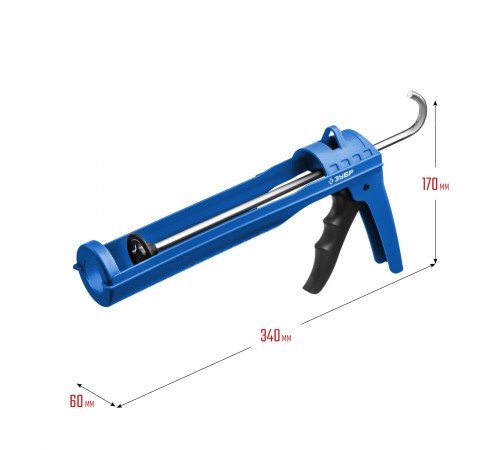 06627 Пистолет для герметика ЗУБР Эксперт Профессионал, легкий полукорпусный, хромированный, 310 мл