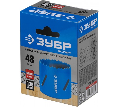 29531-048_z01 Коронка ЗУБР биметаллическая, быстрорежущая сталь, 48мм