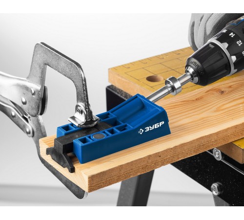 30091 Кондуктор двойной для глухих отверстий,два отверстия,в кейсе ЗУБР