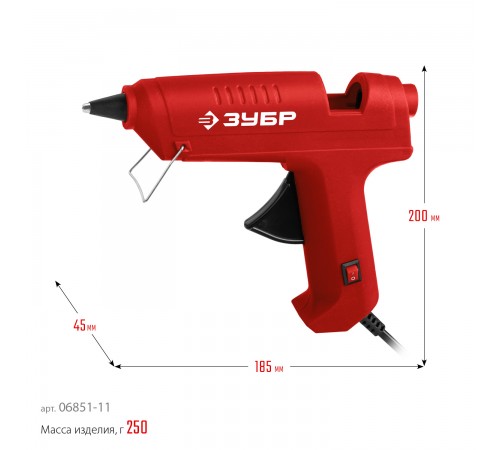Термоклеевой пистолет электрический ЗУБР , d11 мм, 10 г/мин,06851-11