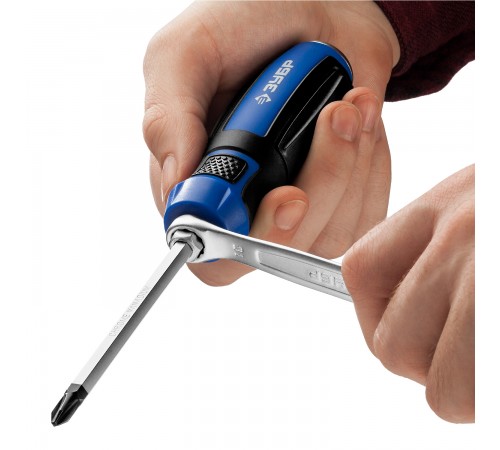 25272-1 Отвертка ЗУБР УДАРНИК ударная, сквозной Cr-V стержень с усилит. под ключ,PH1х75мм