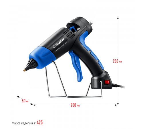 06852-11 Термоклеевой пистолет электрический ЗУБР Профессионал 200, d11 мм, 20 г/мин,