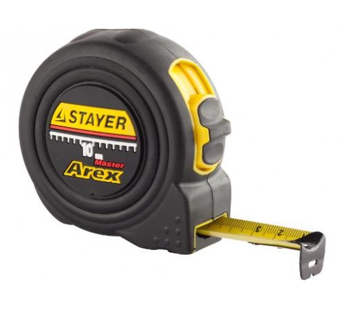 3410-10_z01 Рулетка STAYER AREX 10м/25мм в ударостойком корпусе с двумя фиксаторами