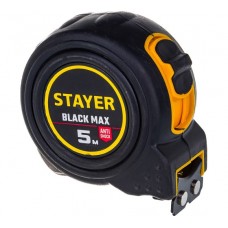 3410-05-25_z02 Рулетка STAYER BlackMax 5м/25мм в ударостойком корпусе с двумя фиксаторами