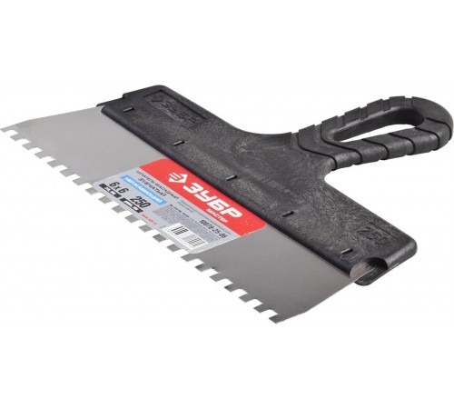 10078-25-06 Шпатель ЗУБР МАСТЕР ФАСАДНЫЙ , нержавеющее полотно, 250 мм, зуб 6х6 мм