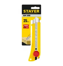 Нож с винтовым фиксатором Stayer SK-25, сегментированные лезвия 25 мм, усиленный корпус, 09173_z01