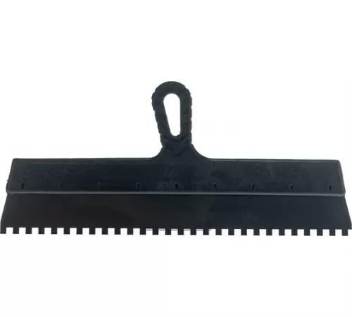 Нержавеющий зубчатый шпатель с пластмассовой ручкой, 450мм, зуб 8х8мм STAYER 1009-45-08