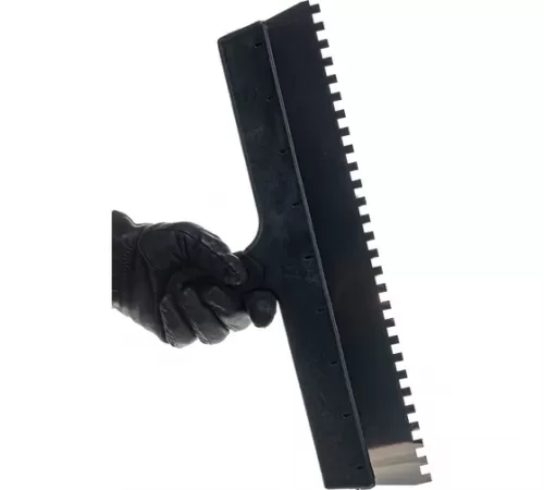 Нержавеющий зубчатый шпатель с пластмассовой ручкой, 450мм, зуб 8х8мм STAYER 1009-45-08