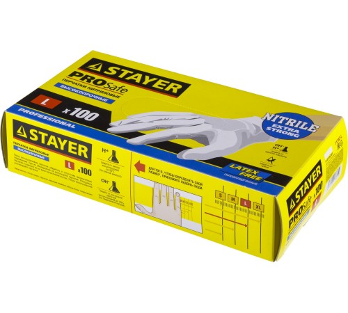 11203-L Перчатки STAYER PROFI нитриловые экстратонкие, L, 100шт