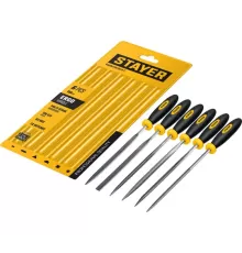 Набор надфилей с двухкомпонентной ручкой 100 мм 6шт STAYER 16010-H6