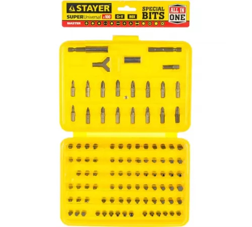 2604-Н100 Набор STAYER MASTER SUPER UNIVERSAL:биты,шлицы,адаптеры,Cr-V,100